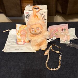 POP Mart Big Into Energy Happiness Labubu Plush Pendant & Phone Charm Bundle